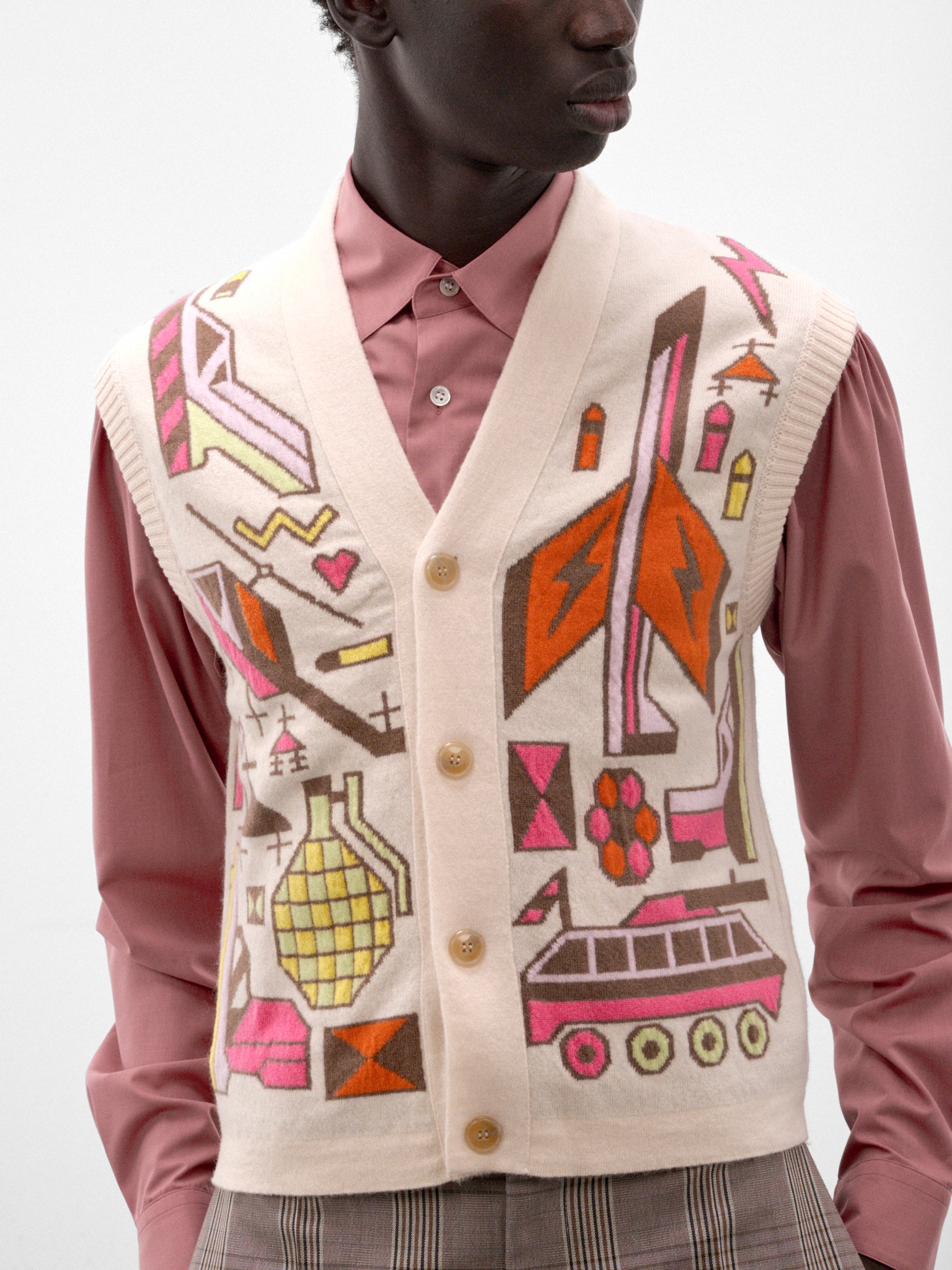 Ecru Stop War Cardigan (5005-STOP-WAR-COMB-III-ECRU)