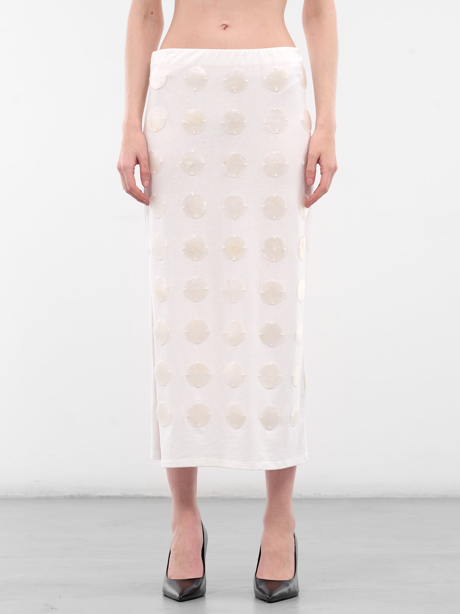 White MOP Sequin Maxi Skirt (5005-WHITE)