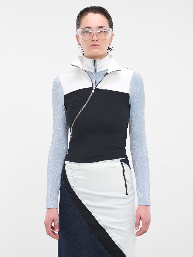 Double Collar Zip Sweater (501502-BLUSHN)