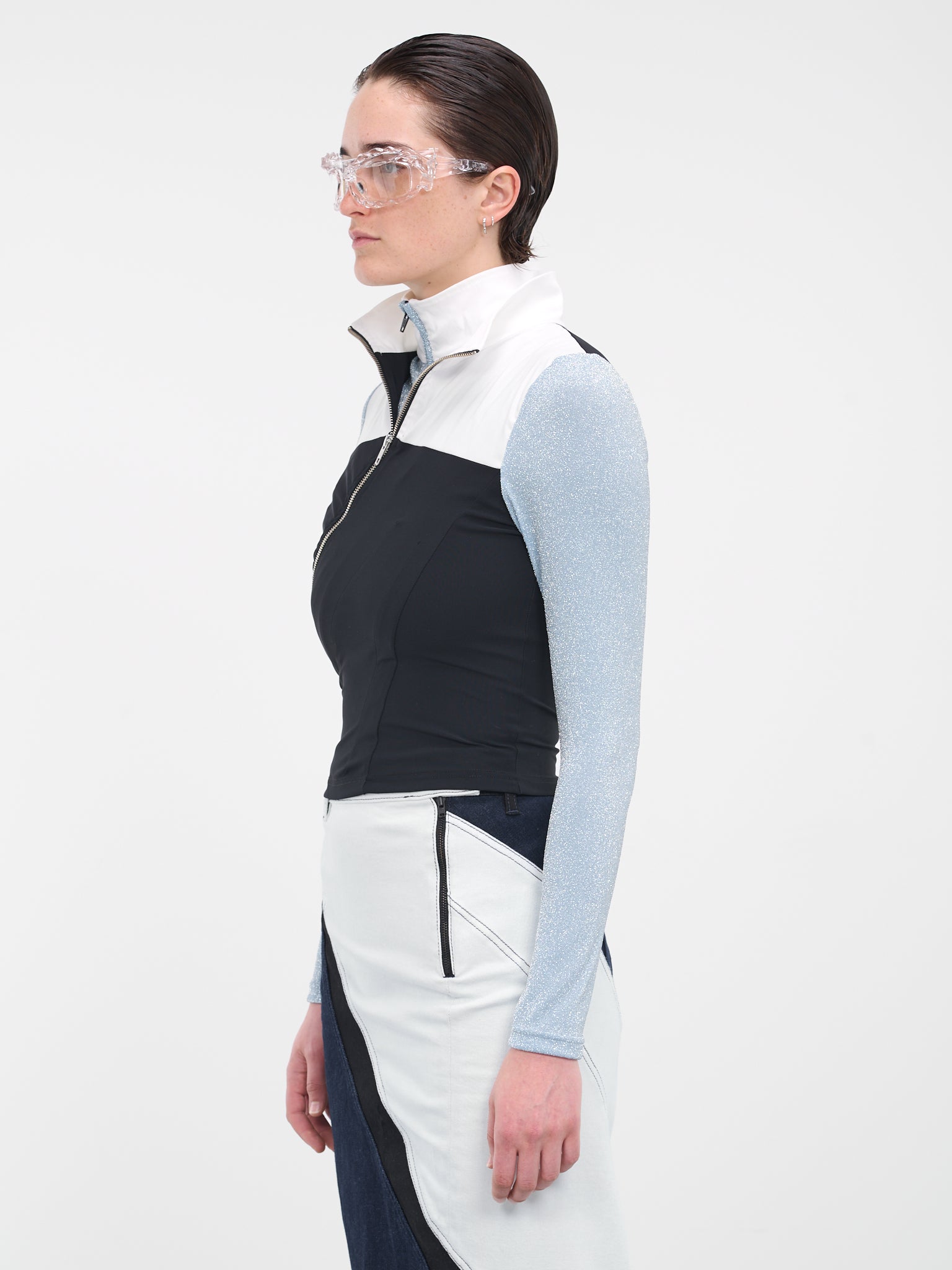 Double Collar Zip Sweater (501502-BLUSHN)