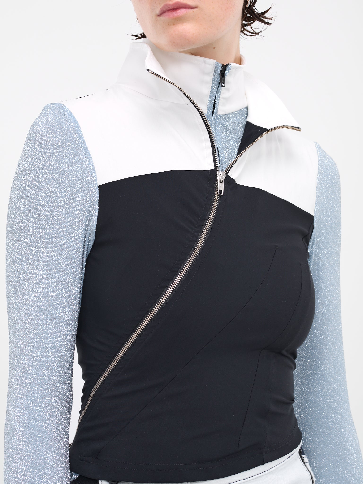 Double Collar Zip Sweater (501502-BLUSHN)