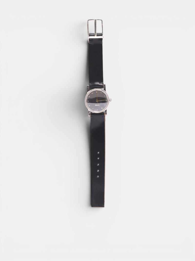 12H Sterling Silver Cordovan Leather Watch (5048-GOLD)