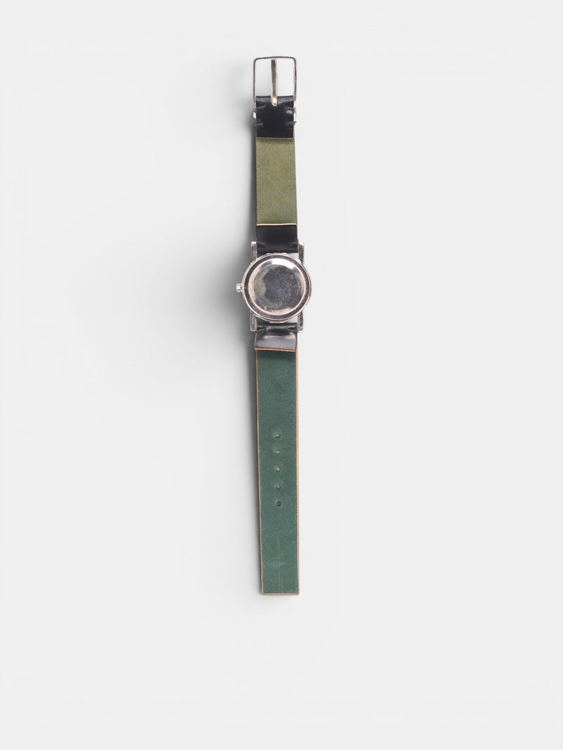 12H Sterling Silver Cordovan Leather Watch (5048-GOLD)