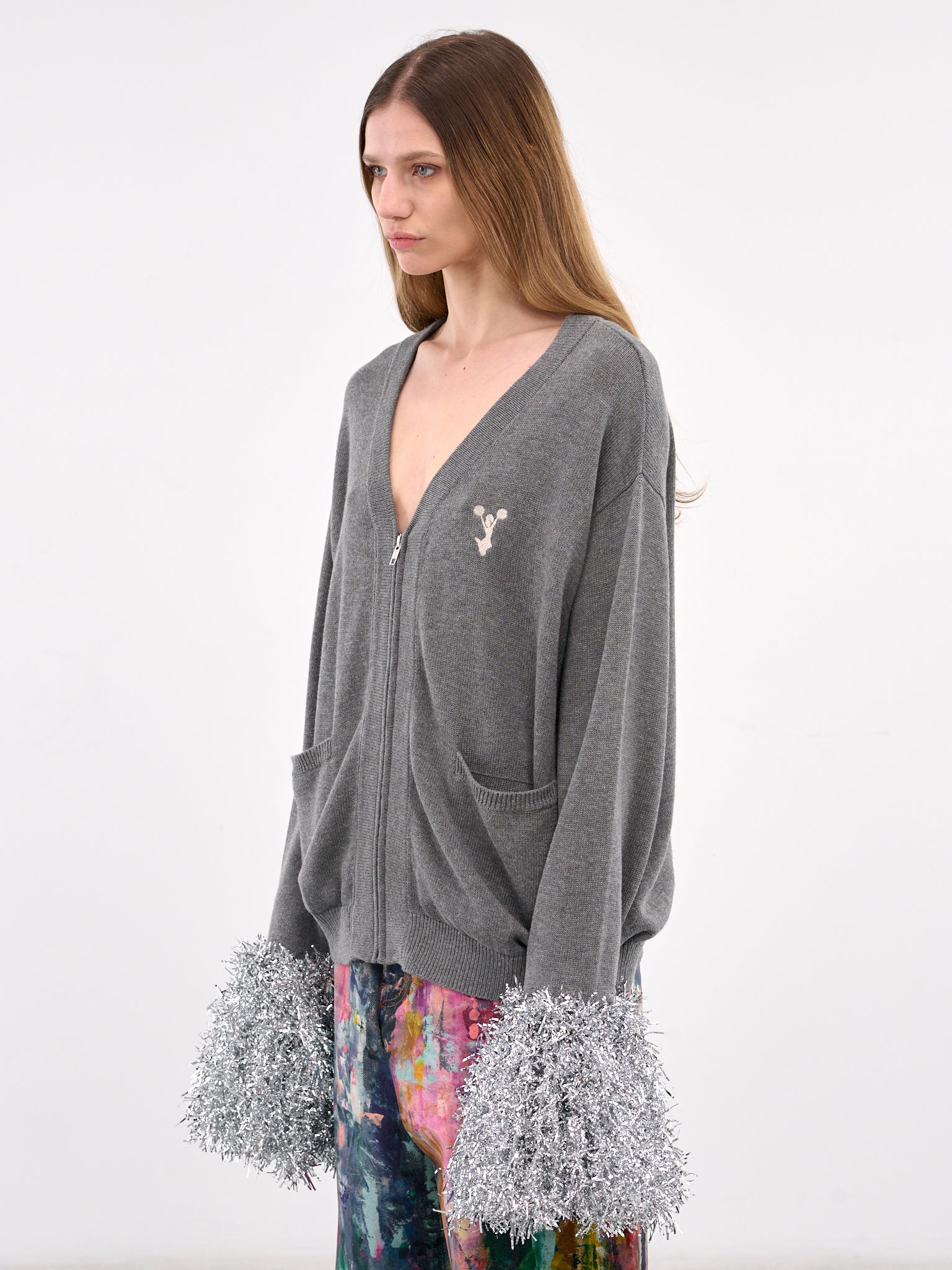 Cheerleading Pom-Pom Cardigan (50KN175-GREY)