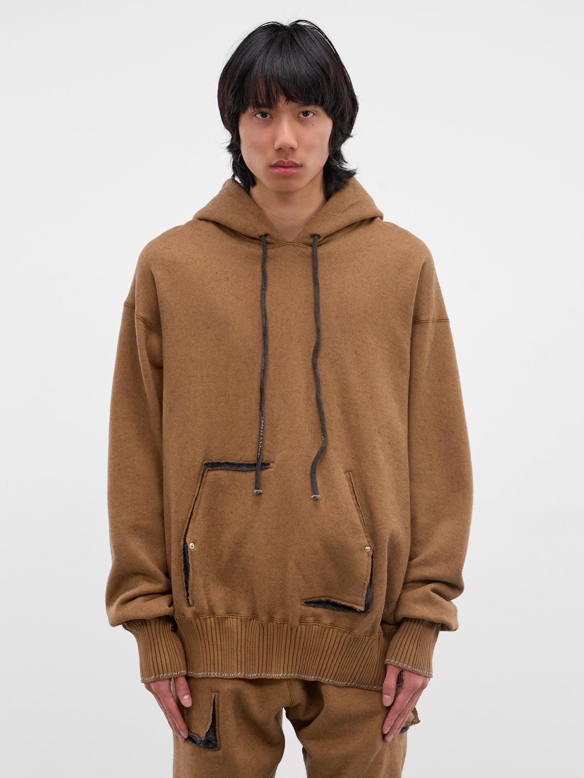 Camel Cashmere Deconstructed Hoodie (5172-CAMEL-DARK-GREY)