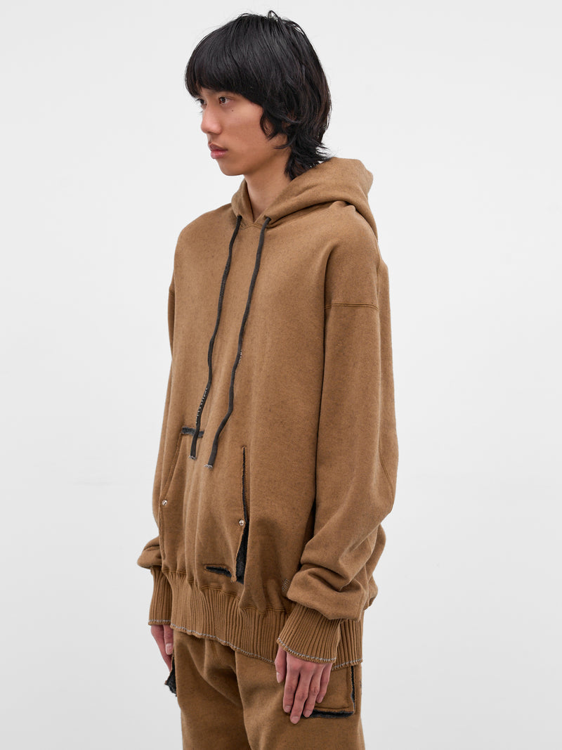 Camel Cashmere Deconstructed Hoodie (5172-CAMEL-DARK-GREY)