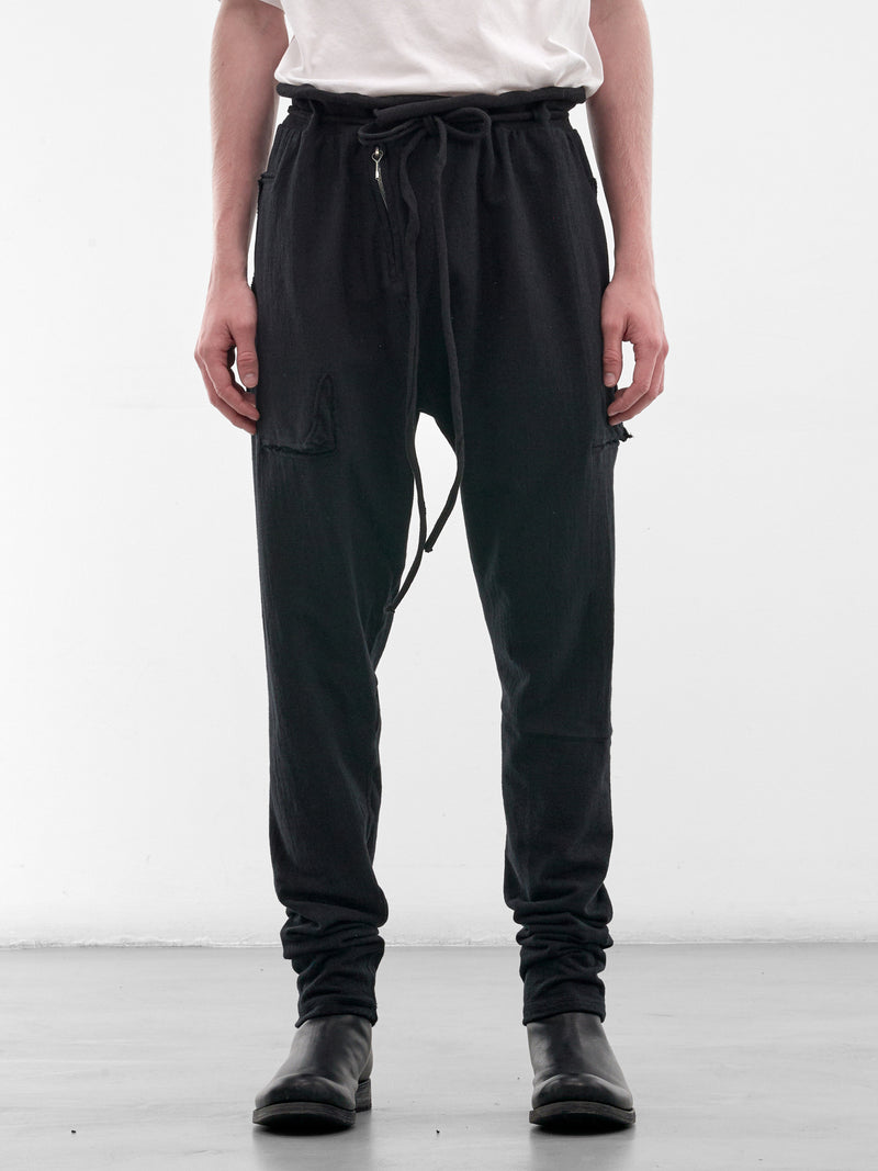 Black Cotton Deconstructed Sweatpants (5224-BLACK)