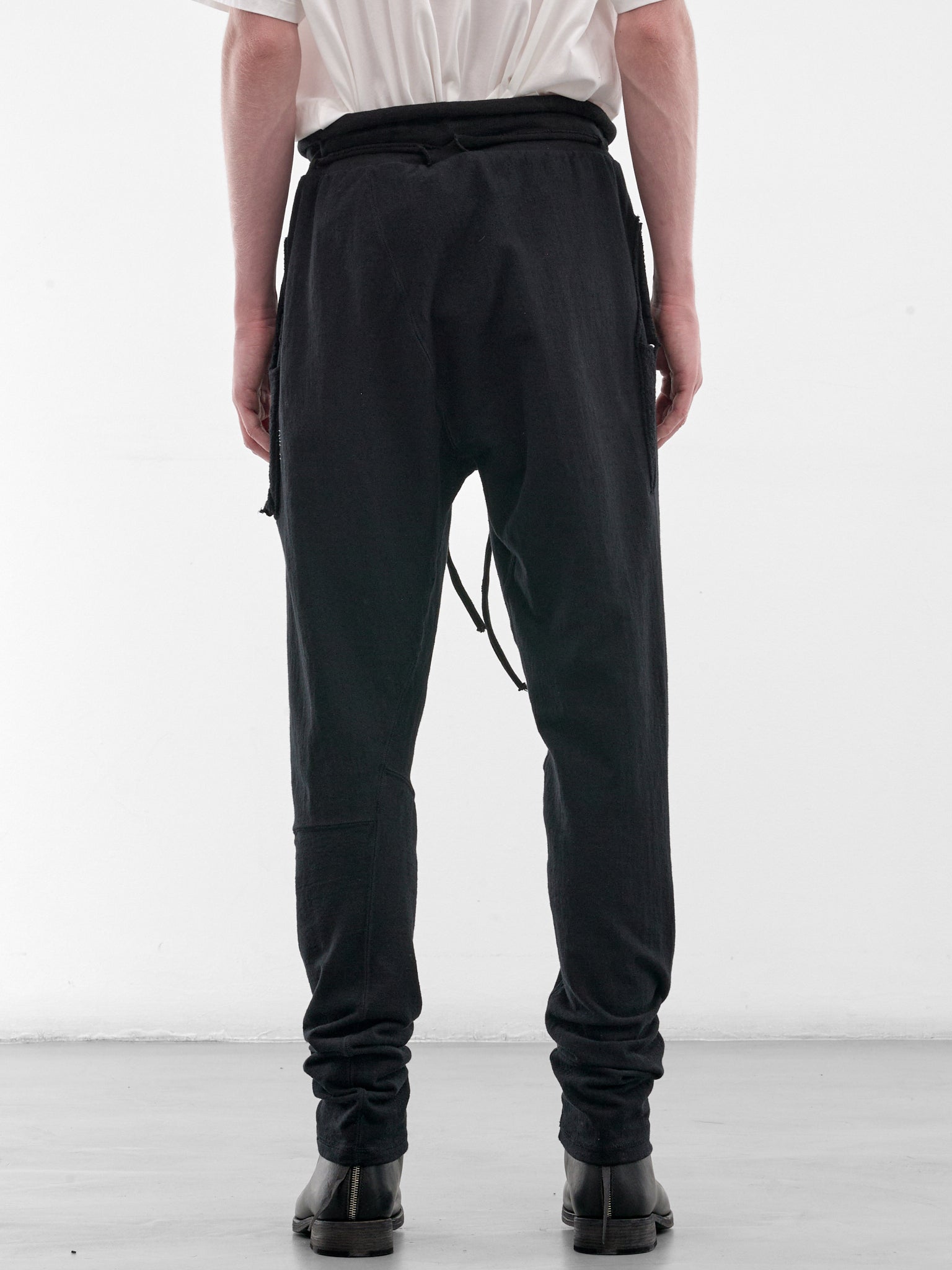 Black Cotton Deconstructed Sweatpants (5224-BLACK)