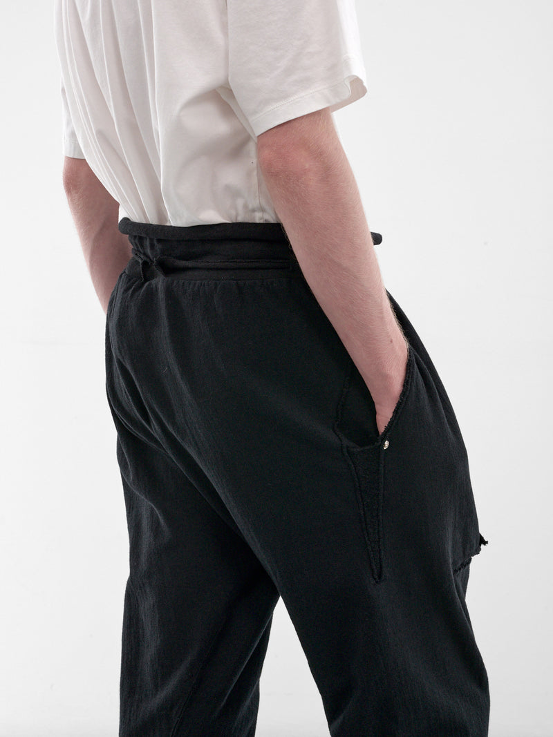 Black Cotton Deconstructed Sweatpants (5224-BLACK)