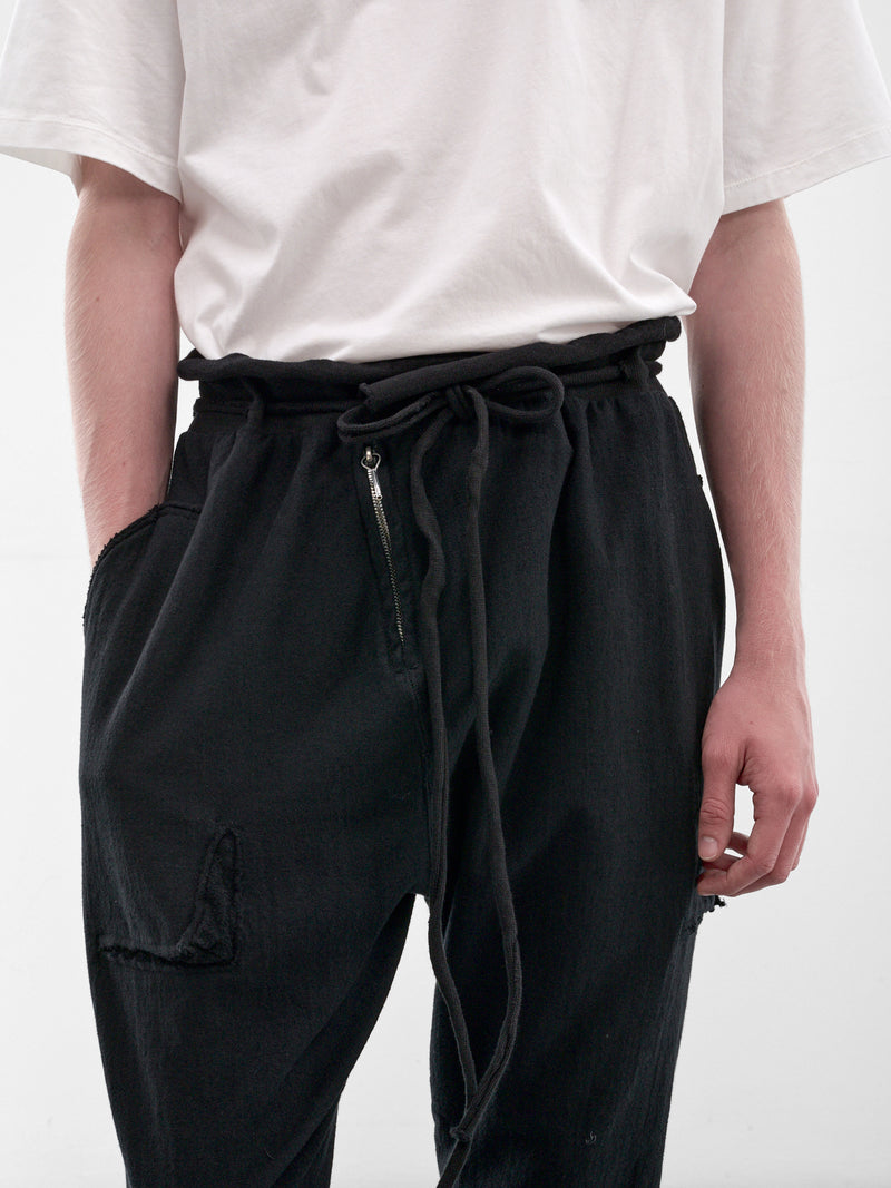 Black Cotton Deconstructed Sweatpants (5224-BLACK)