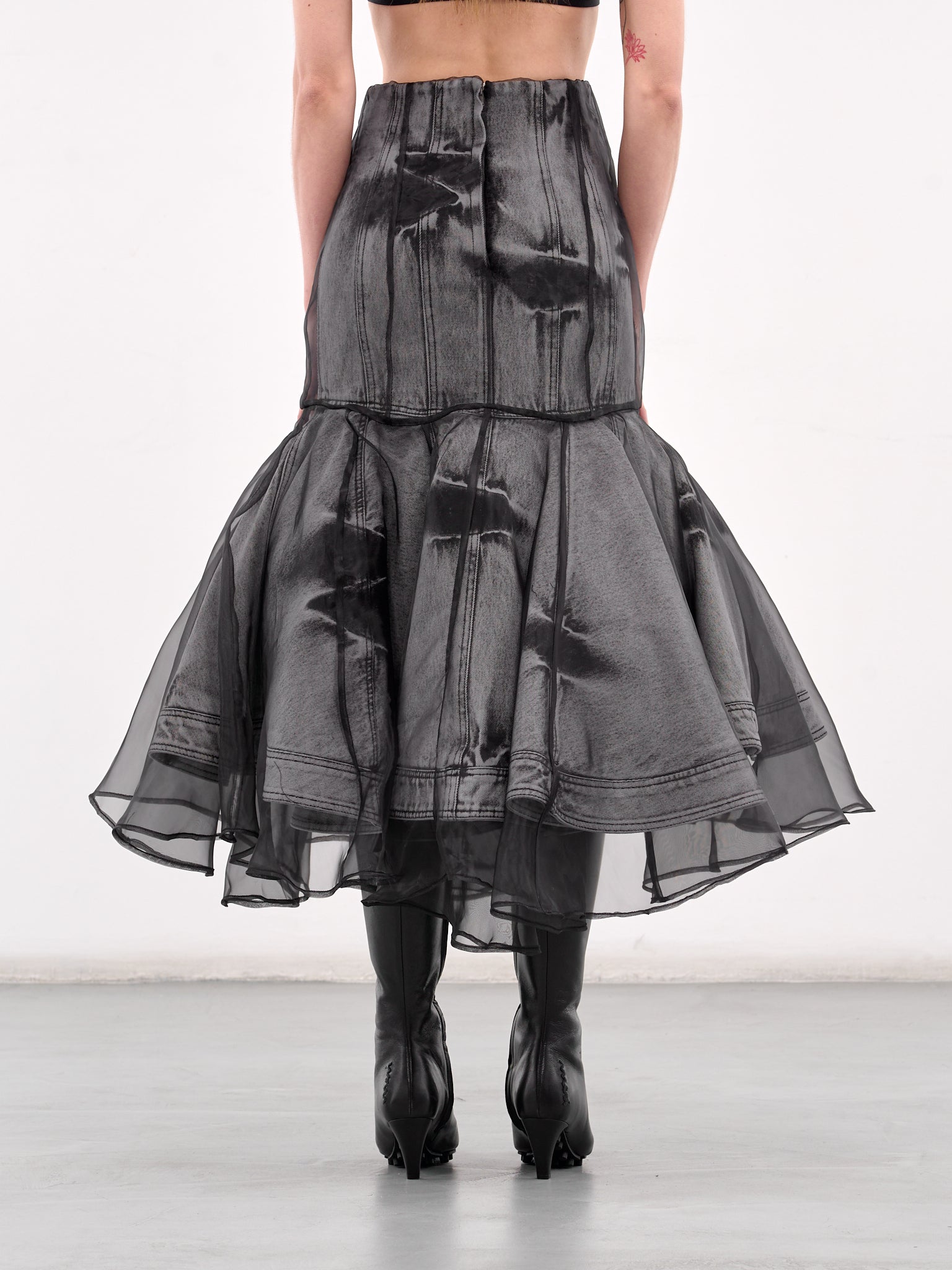 Layered Mermaid Midi Skirt (5227F015-BLACK)