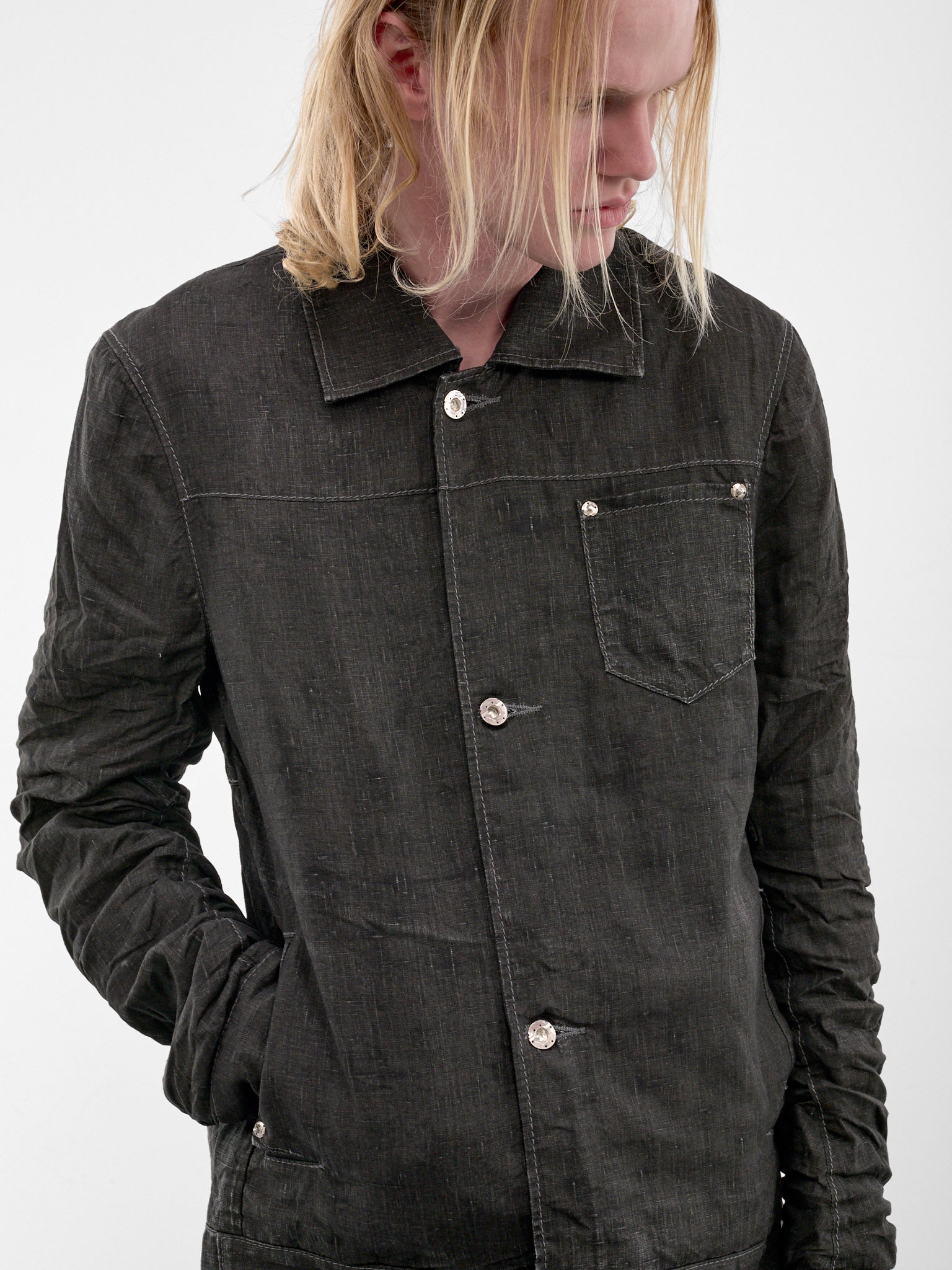 Carbon Displacement Linen Jean Jacket (5233-CARBON)