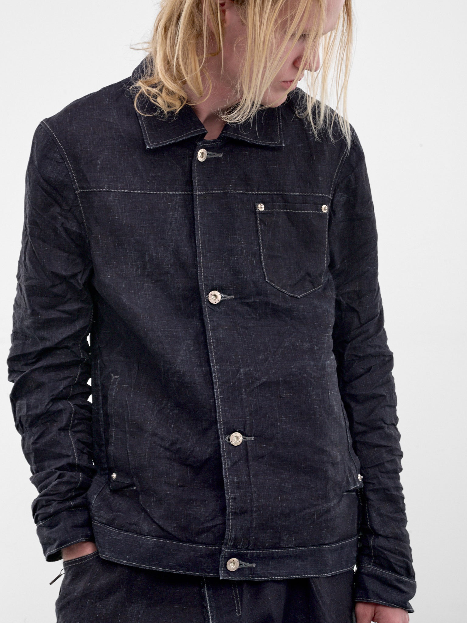 Indigo Displacement Linen Jean Jacket (5234-INDIGO)