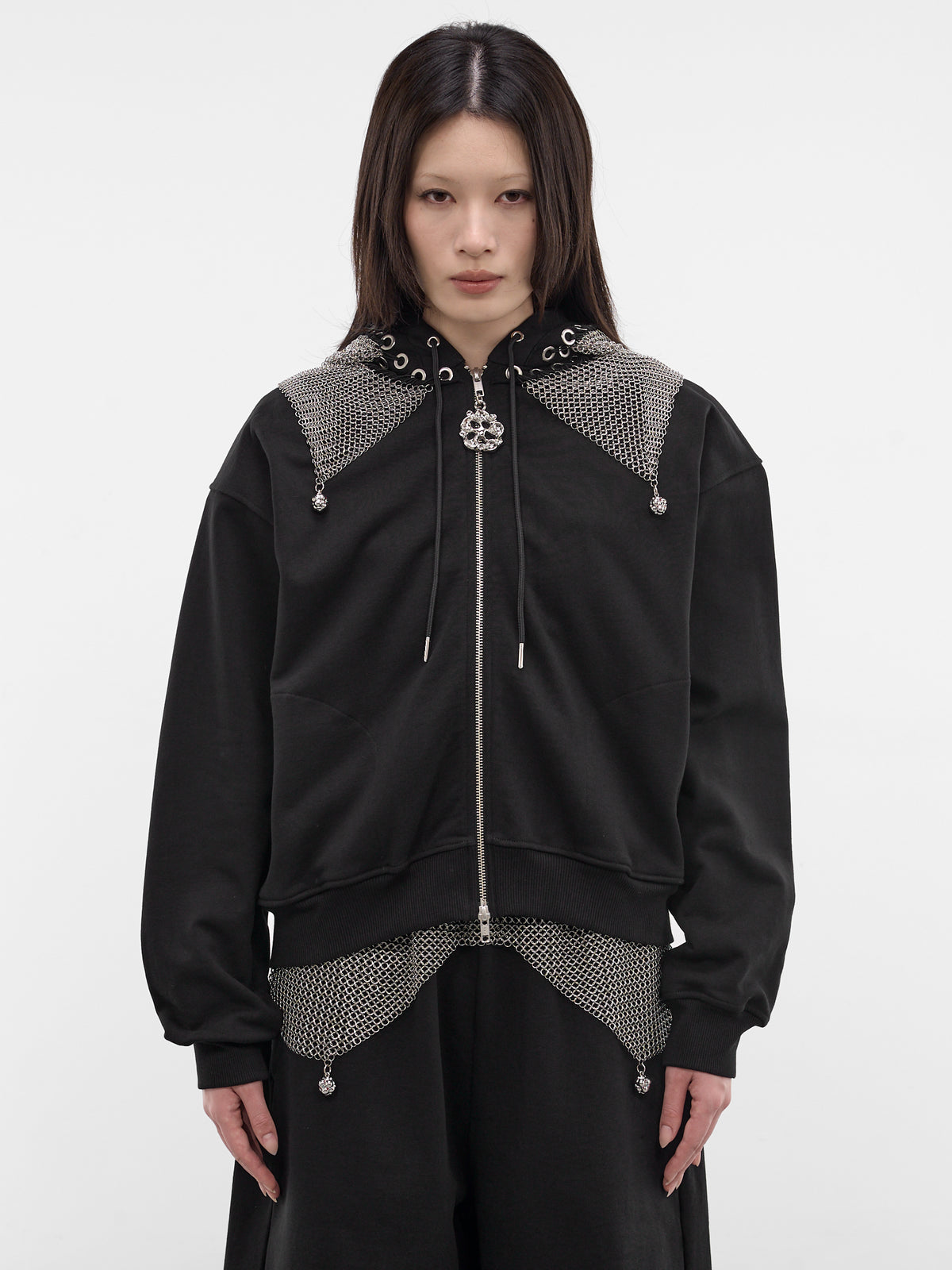 Black Titan Chainmail Zip Hoodie (5287-TITAN-CHAINMAIL-BLACK-SIL)