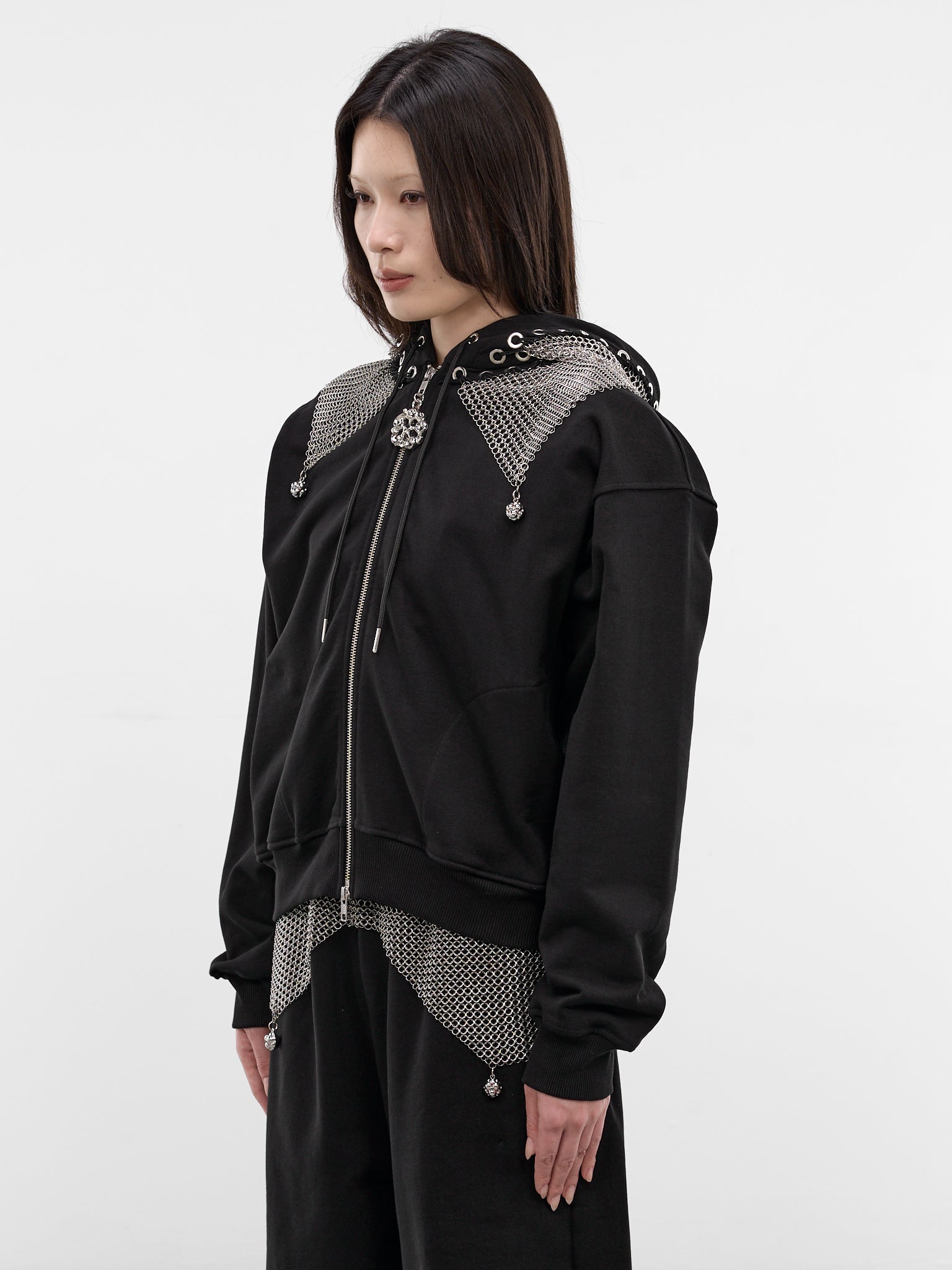 Black Titan Chainmail Zip Hoodie (5287-TITAN-CHAINMAIL-BLACK-SIL)