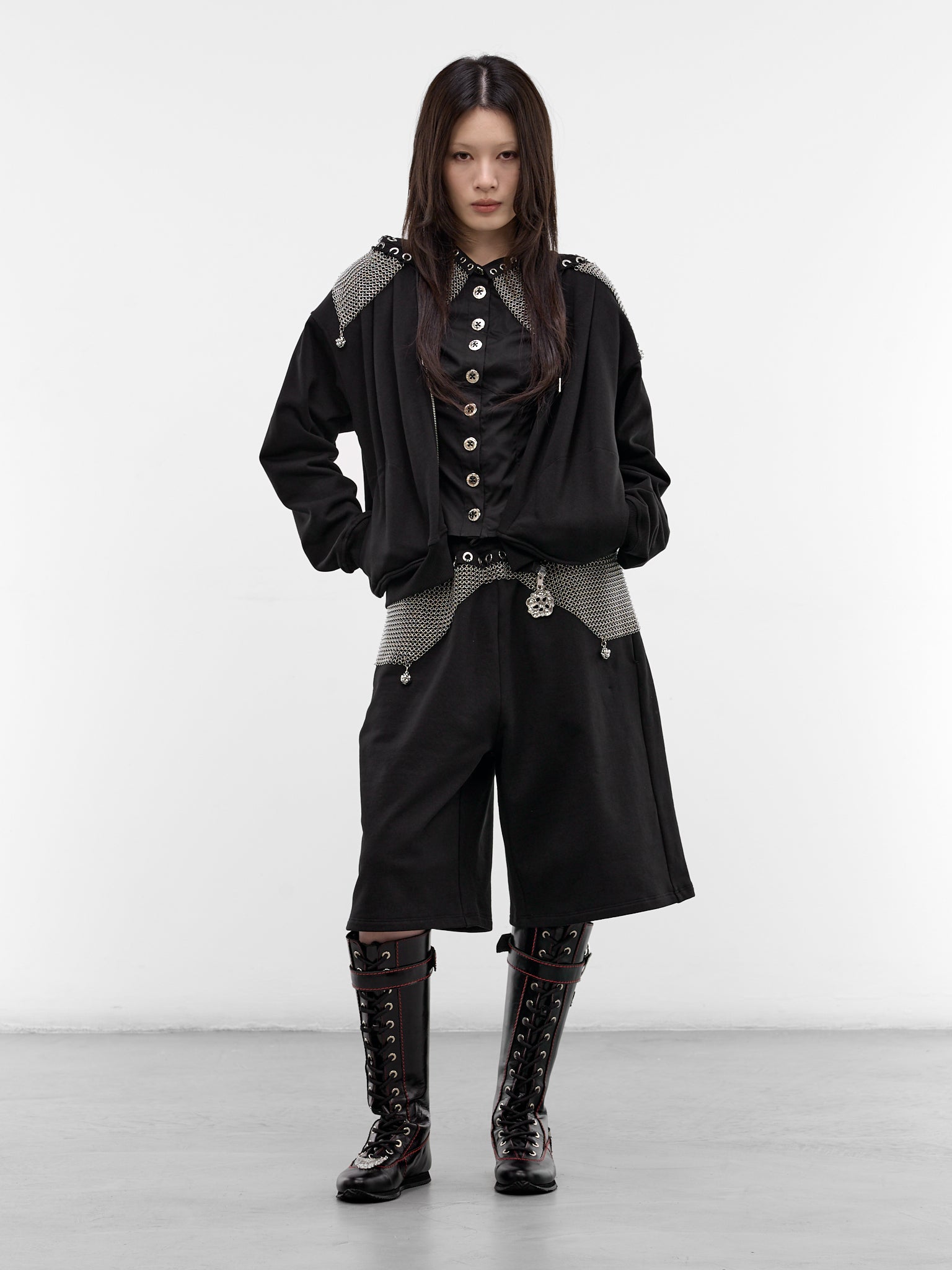 Black Titan Chainmail Zip Hoodie (5287-TITAN-CHAINMAIL-BLACK-SIL)