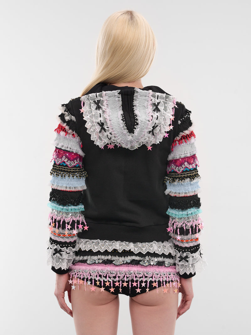 Starbrites Ruffled Patchwork Zip Hoodie (5290-STARBRITES-BLACK-MULTI)