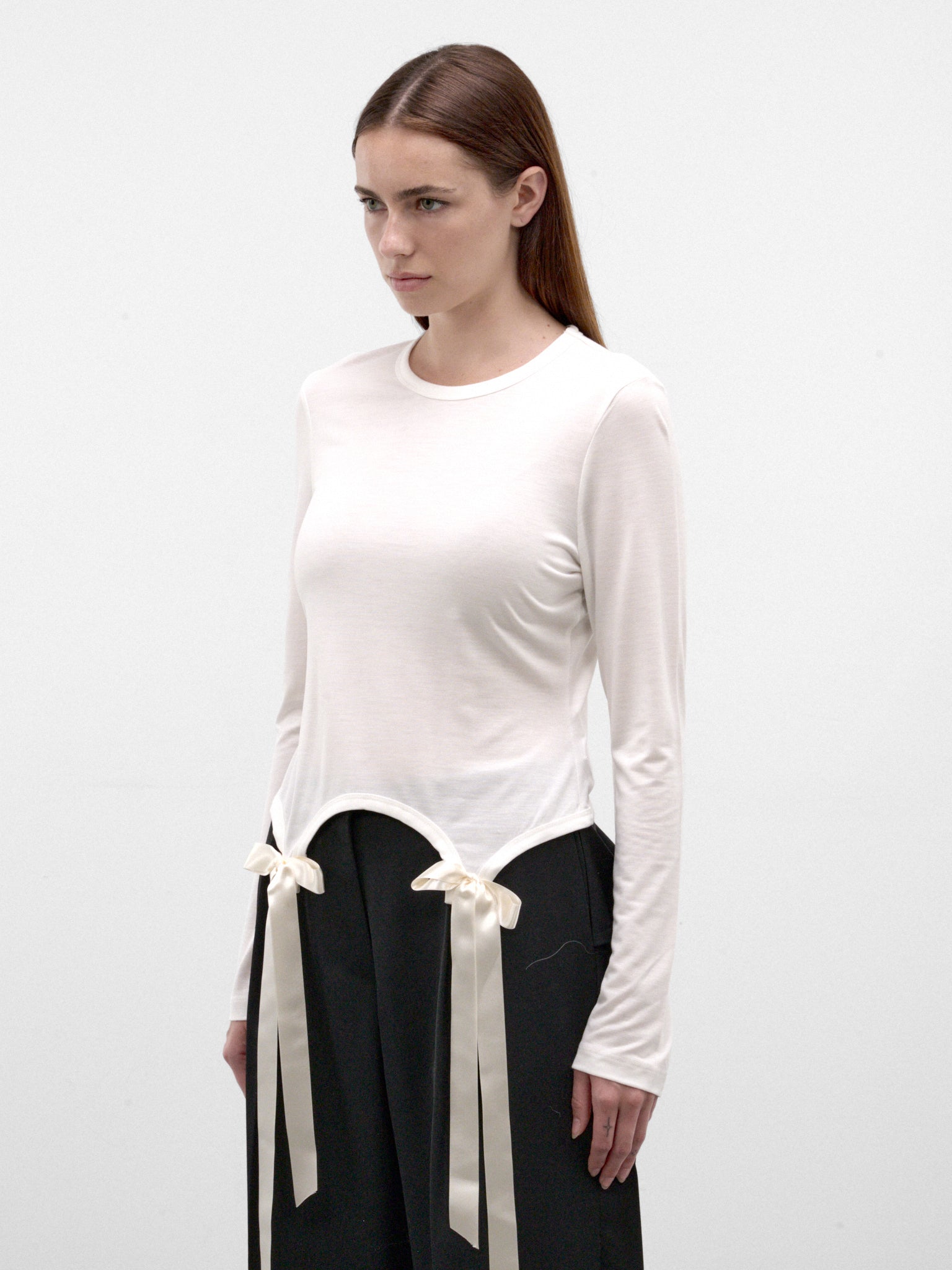 White Satin Ribbon Long Sleeve (5313-0571-IVORY)