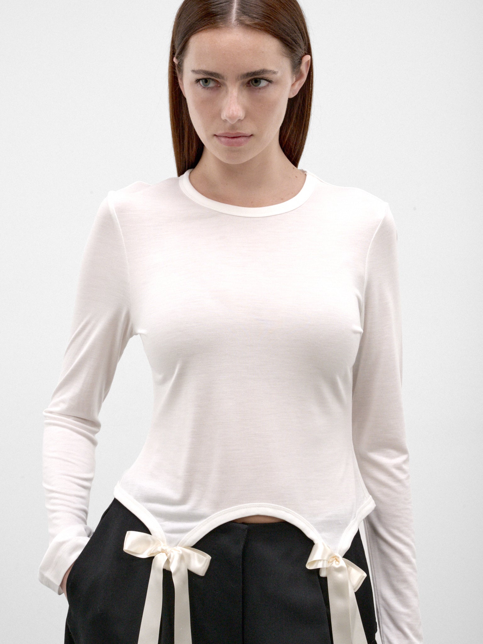 White Satin Ribbon Long Sleeve (5313-0571-IVORY)