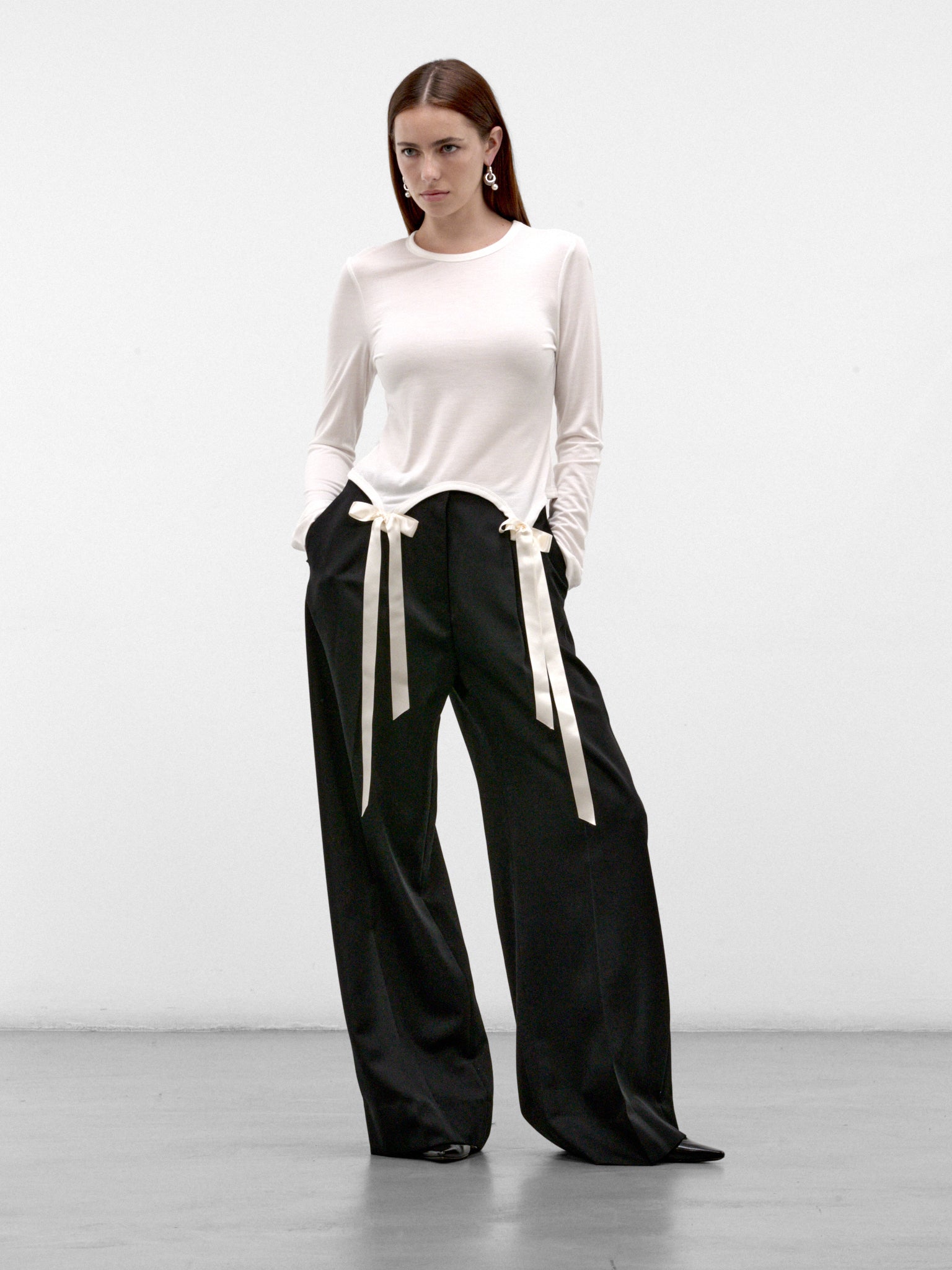 White Satin Ribbon Long Sleeve (5313-0571-IVORY)