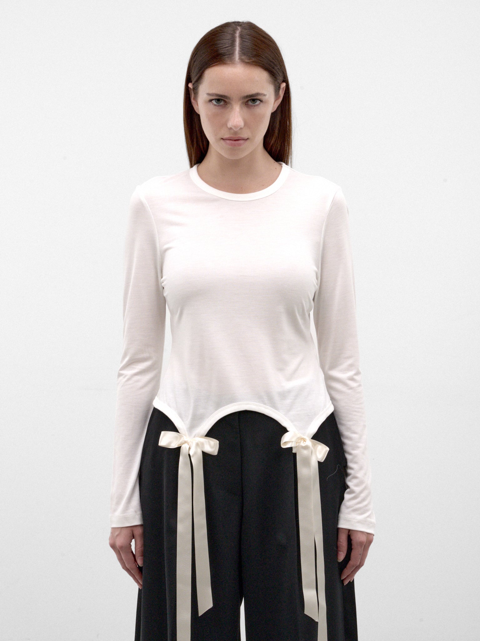White Satin Ribbon Long Sleeve (5313-0571-IVORY)