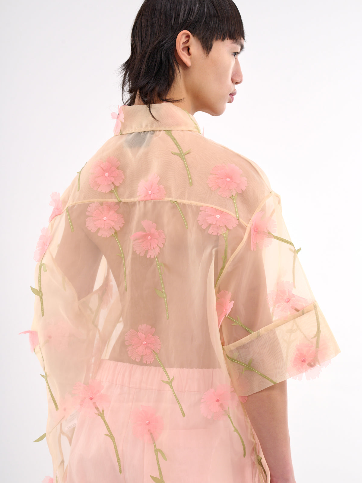 Flower Pattern Sheer Shirt (5332-1245-NUDE)
