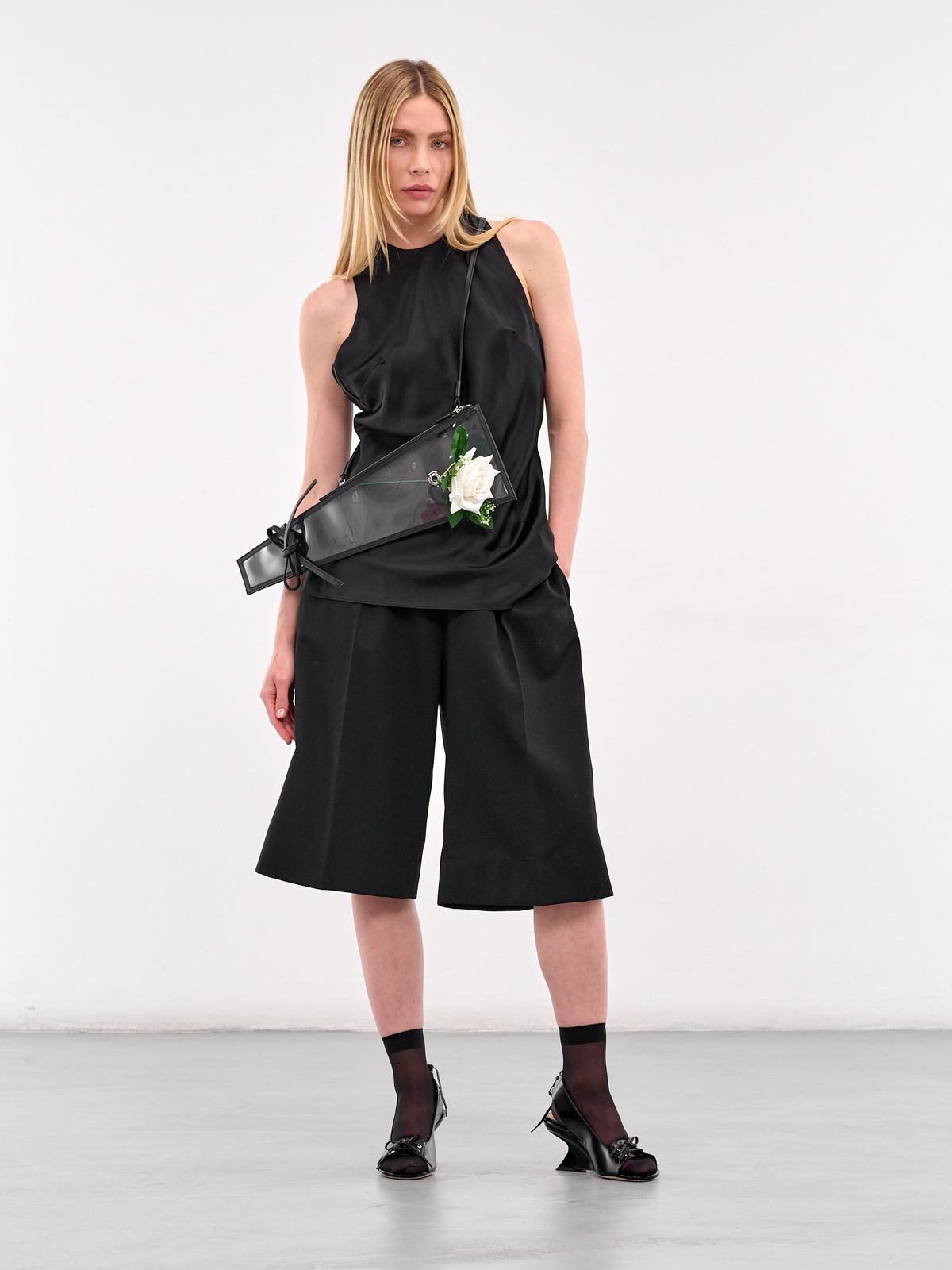 Rose Sleeve Clutch (SS25BA01-BLACK-CLEAR-SILVER)
