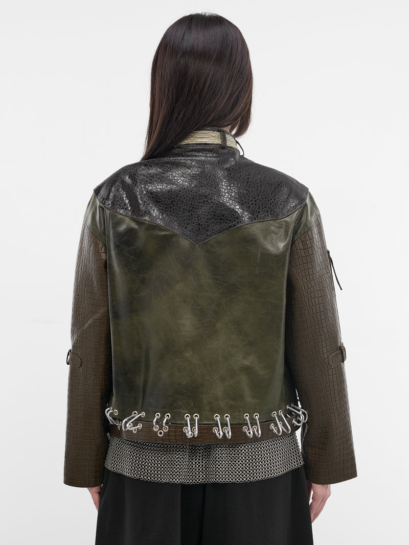Inversion Laced Embossed Lambskin Jacket (5341-INVERSION-LACED-GREEN-MUL)