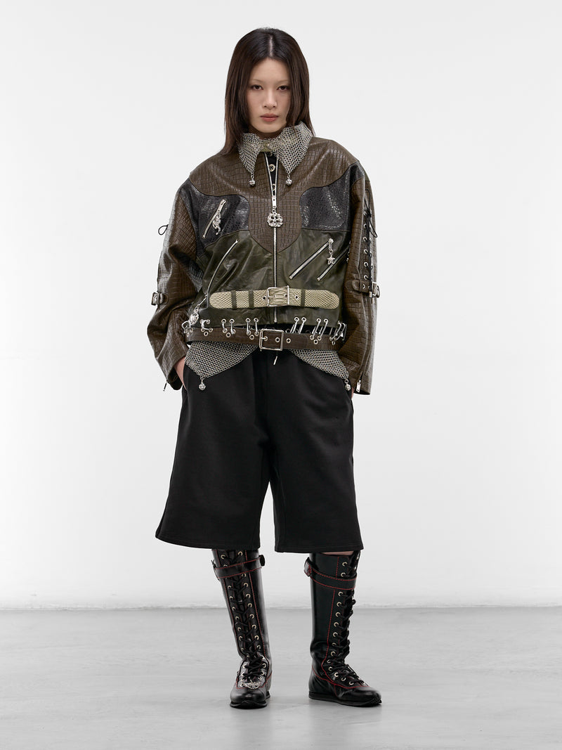 Inversion Laced Embossed Lambskin Jacket (5341-INVERSION-LACED-GREEN-MUL)