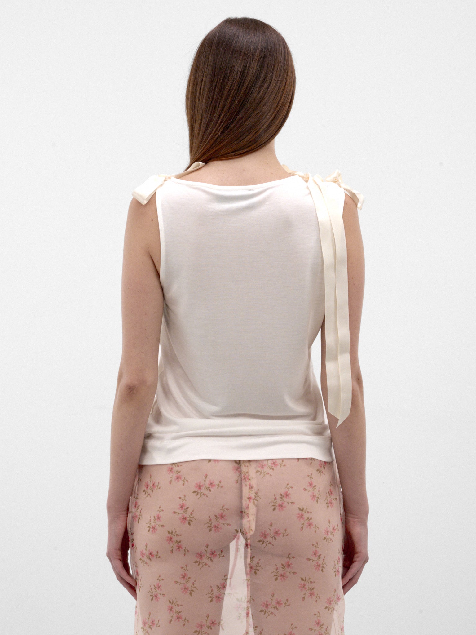 White Satin Ribbon Tank Top (5366-0571-IVORY)