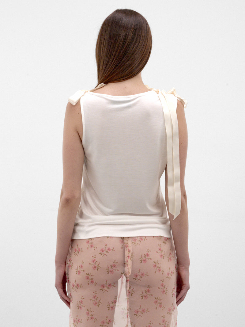 White Satin Ribbon Tank Top (5366-0571-IVORY)