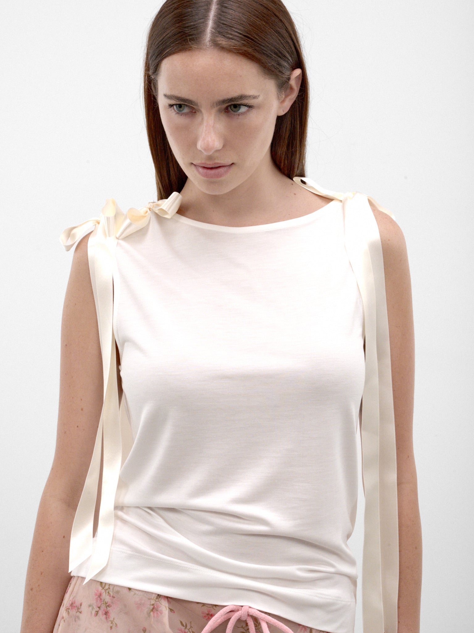 White Satin Ribbon Tank Top (5366-0571-IVORY)