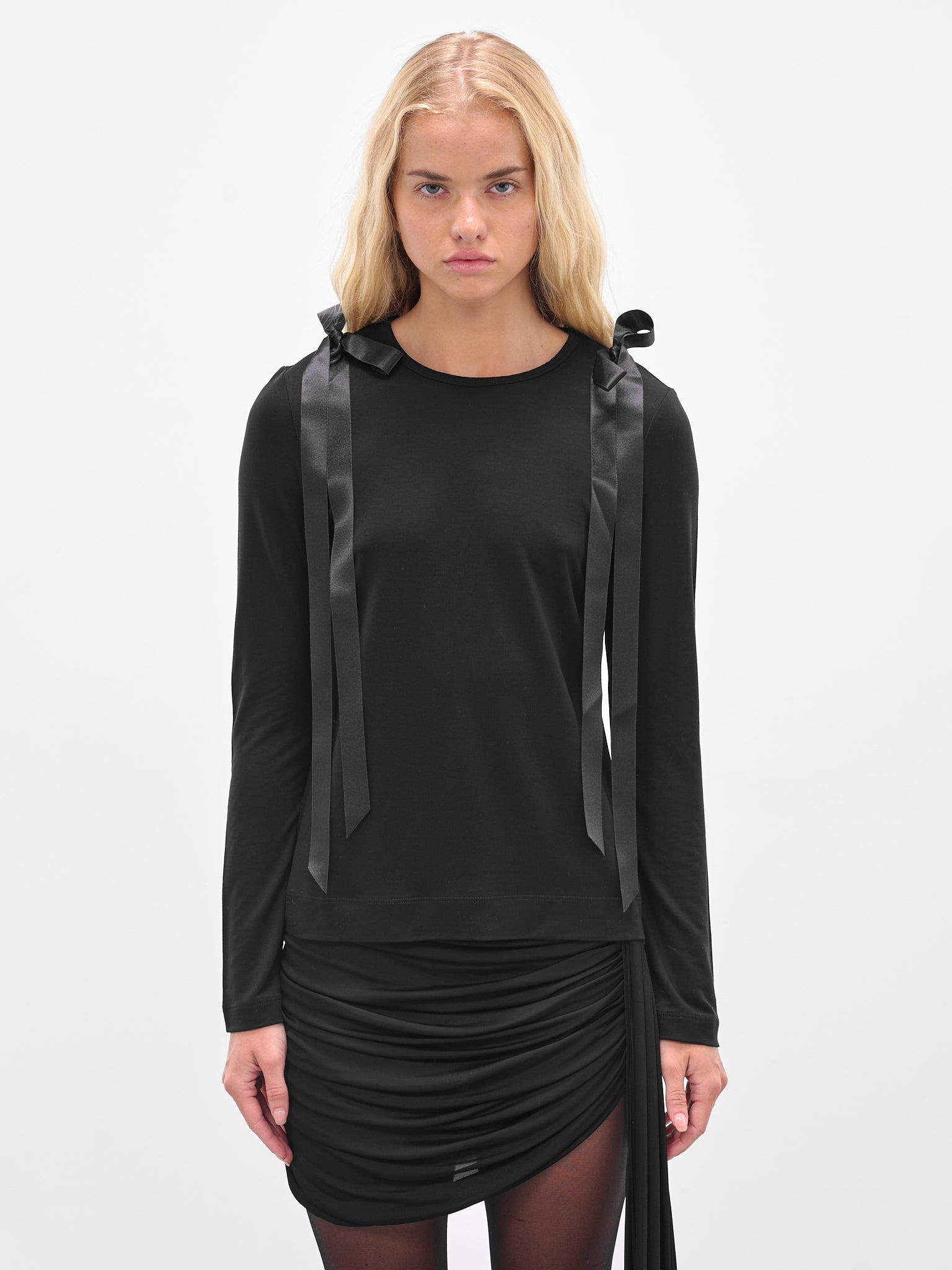 Black Bow Ribbon Tail T-Shirt (5367-0571-BLACK)