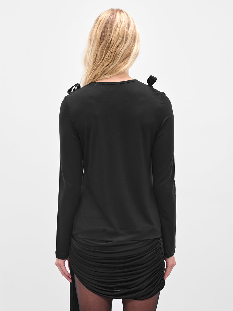 Black Bow Ribbon Tail T-Shirt (5367-0571-BLACK)