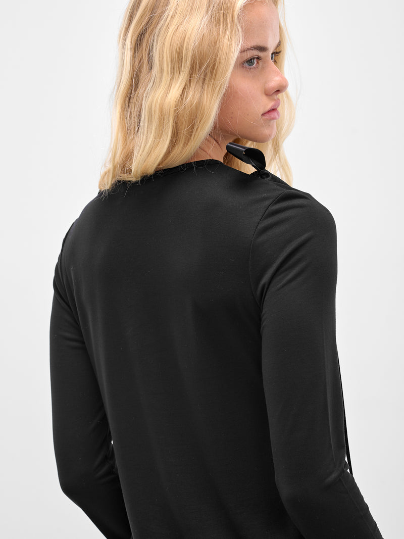 Black Bow Ribbon Tail T-Shirt (5367-0571-BLACK)