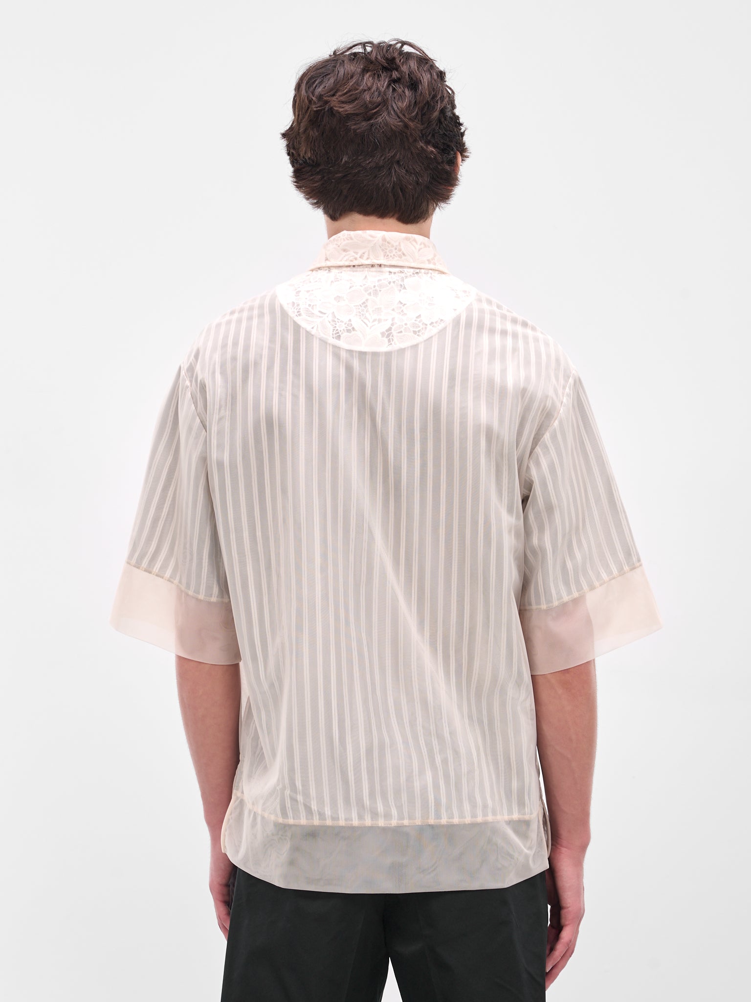 Pink Trapped Lace Patchwork Shirt (5389-1277-NUDE-WHITE)