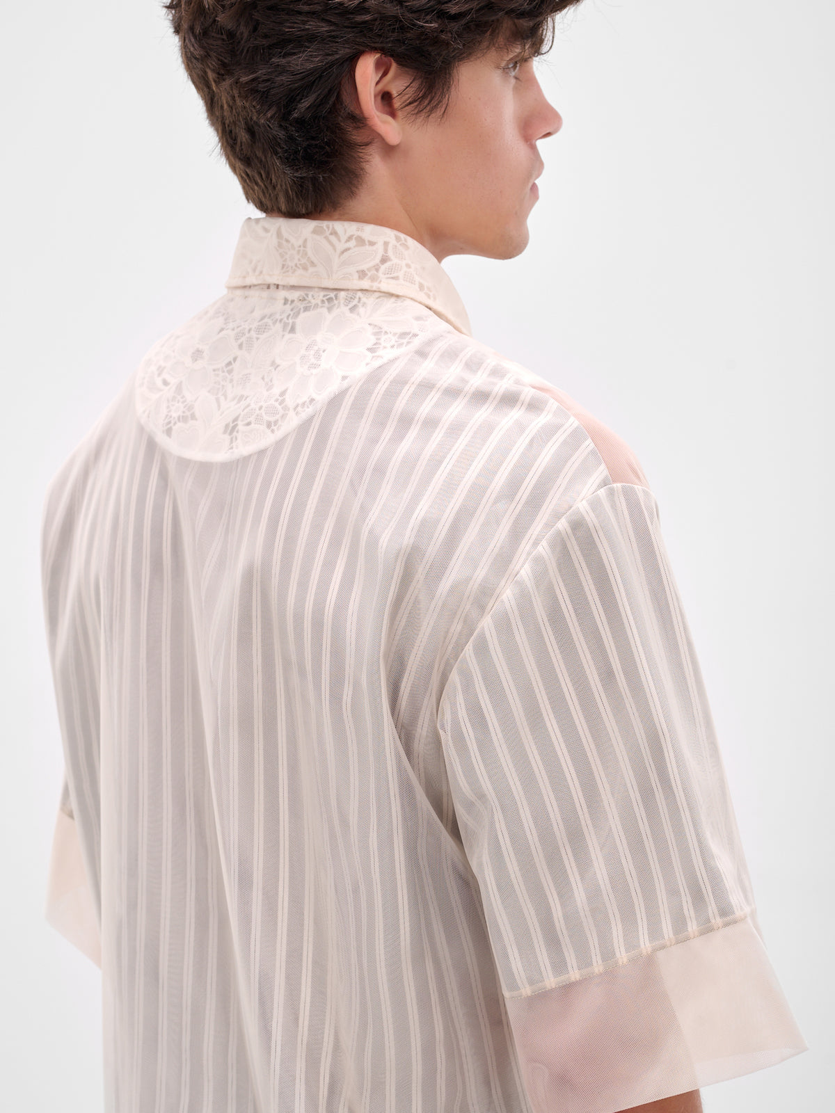 Pink Trapped Lace Patchwork Shirt (5389-1277-NUDE-WHITE)