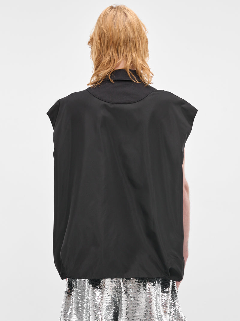 Black Pressed Rosette Sleeveless Shirt (5403R1-0469-BLACK-BLACK)