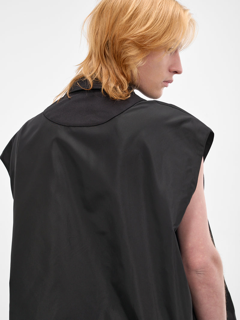 Black Pressed Rosette Sleeveless Shirt (5403R1-0469-BLACK-BLACK)