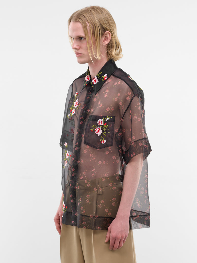 Black Sheer Floral Boxy Shirt (5414P-1305-BLACK)