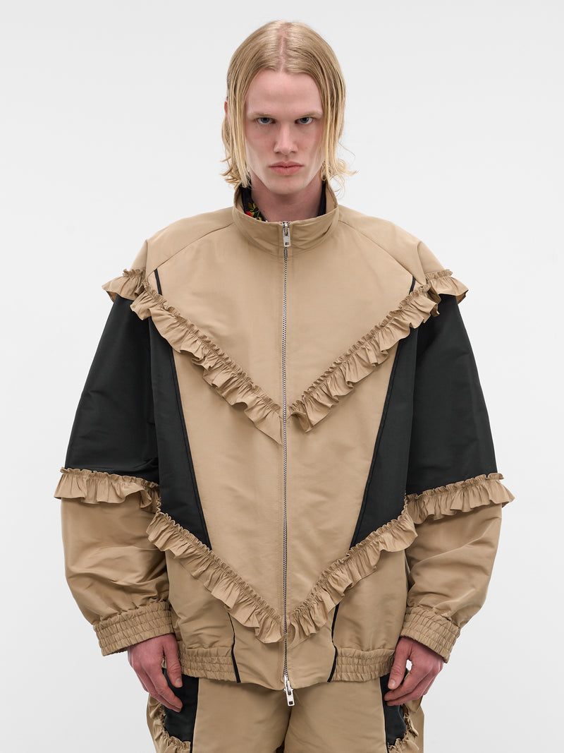 Two-Tone Ruffled Frill Jacket (6149-1292-TOFFEE-BLACK)