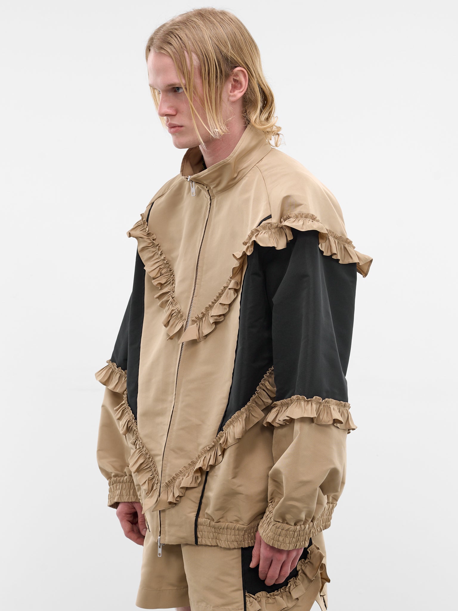 Two-Tone Ruffled Frill Jacket (6149-1292-TOFFEE-BLACK)