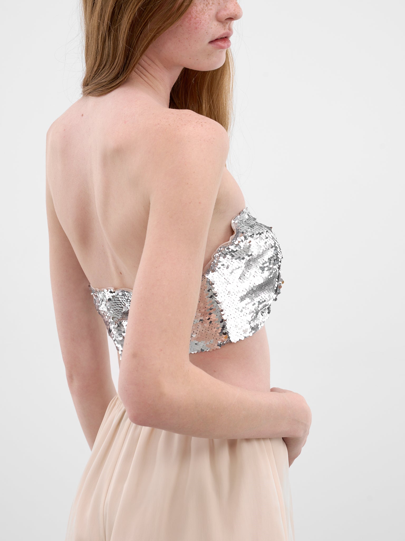 Silver Sequin Bandeau Top (5436-1300-SILVER)