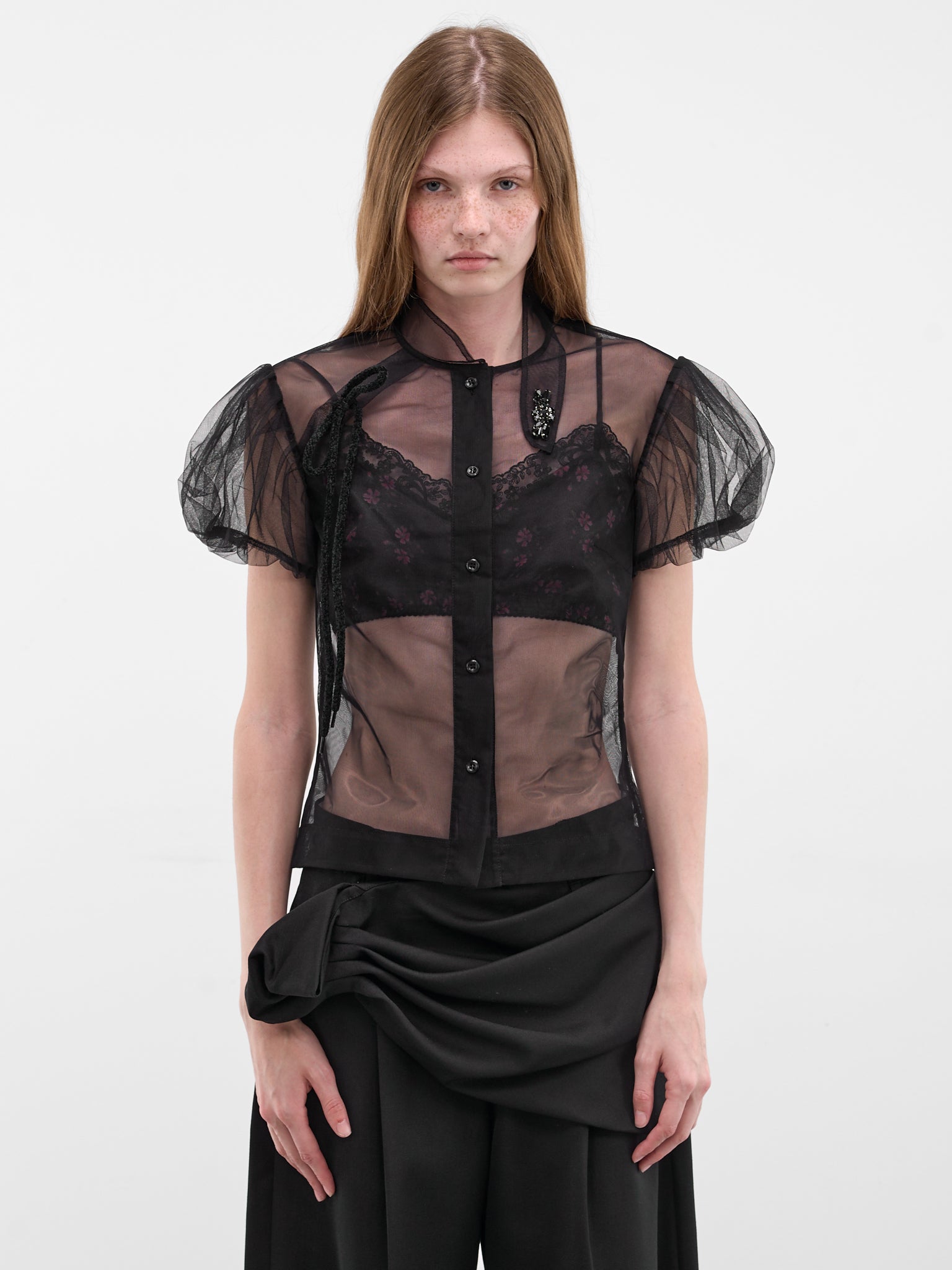 Black Sheer Tulle Puff Top (5452B-0069-BLACK-BLACK-JET)