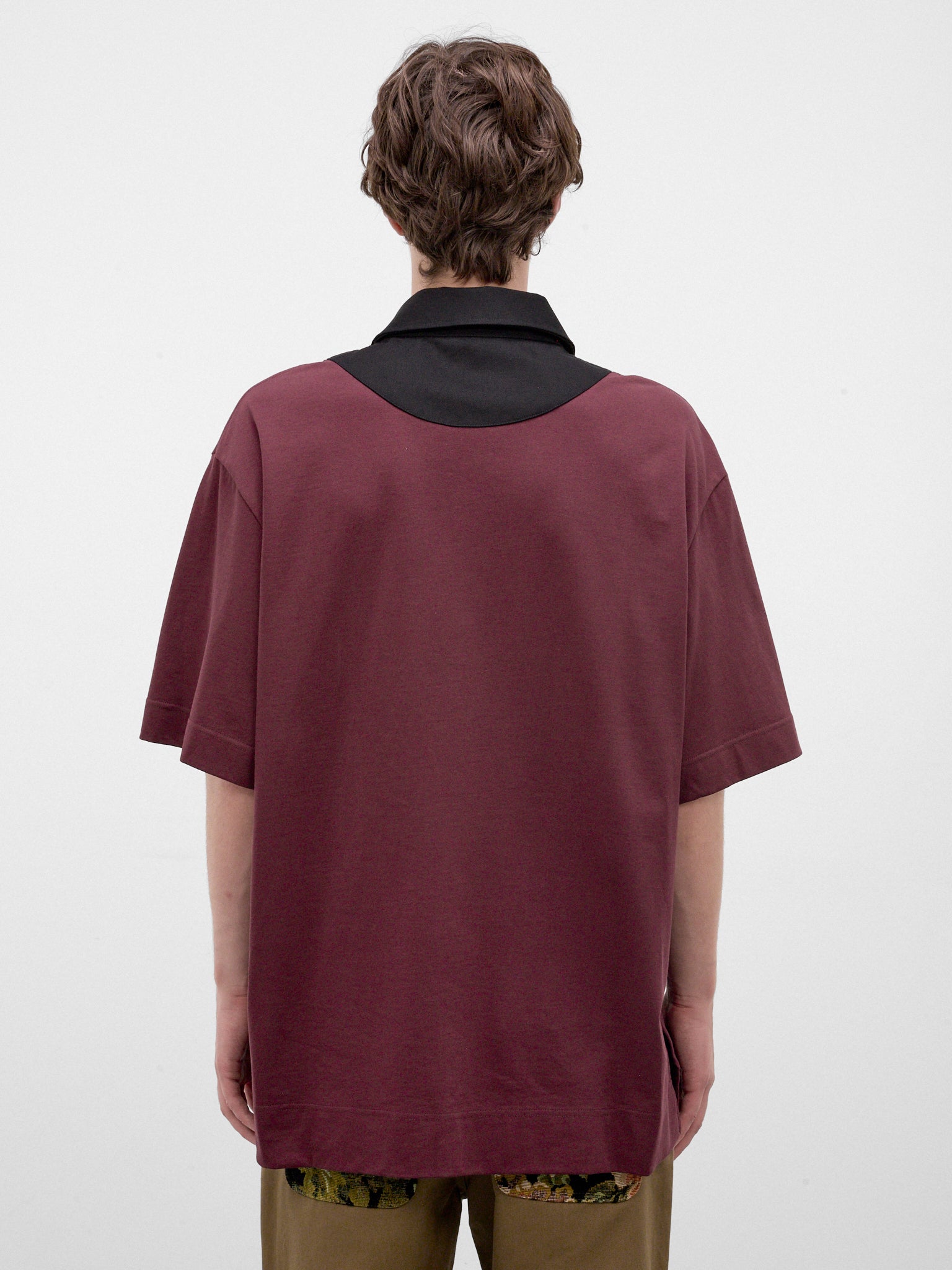 Burgundy Lace-Up Rugby Polo (5472-0562-BURGUNDY-BLACK)