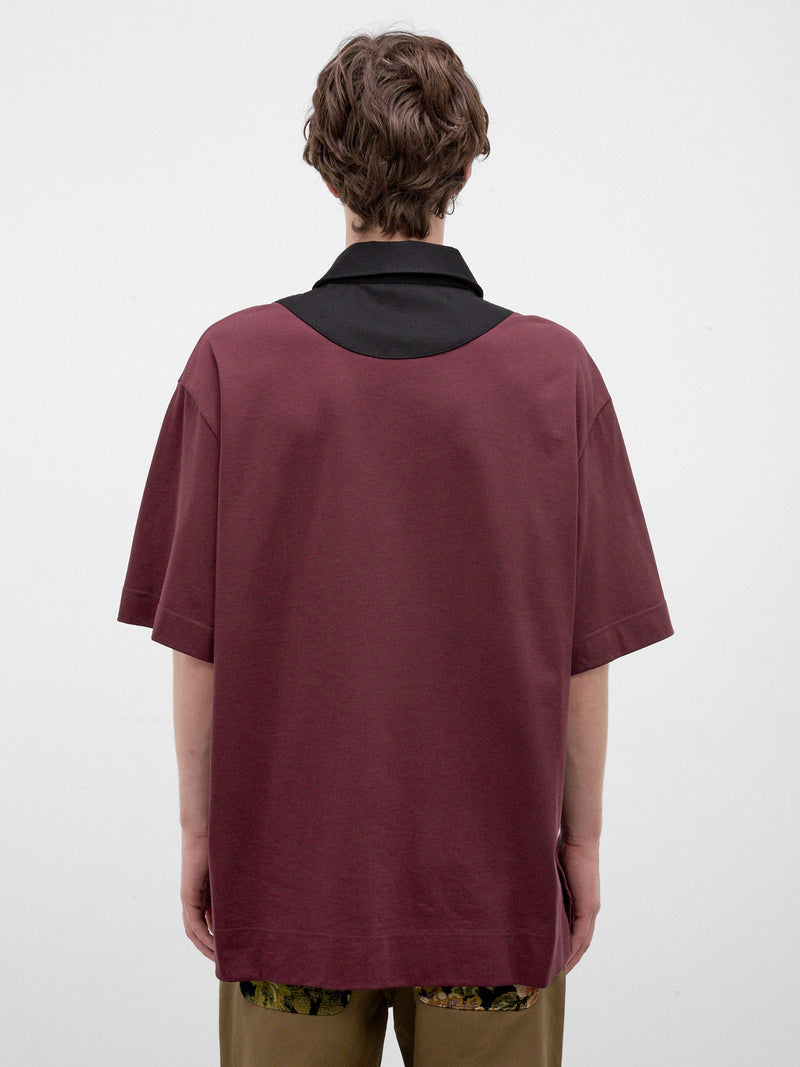 Burgundy Lace-Up Rugby Polo (5472-0562-BURGUNDY-BLACK)