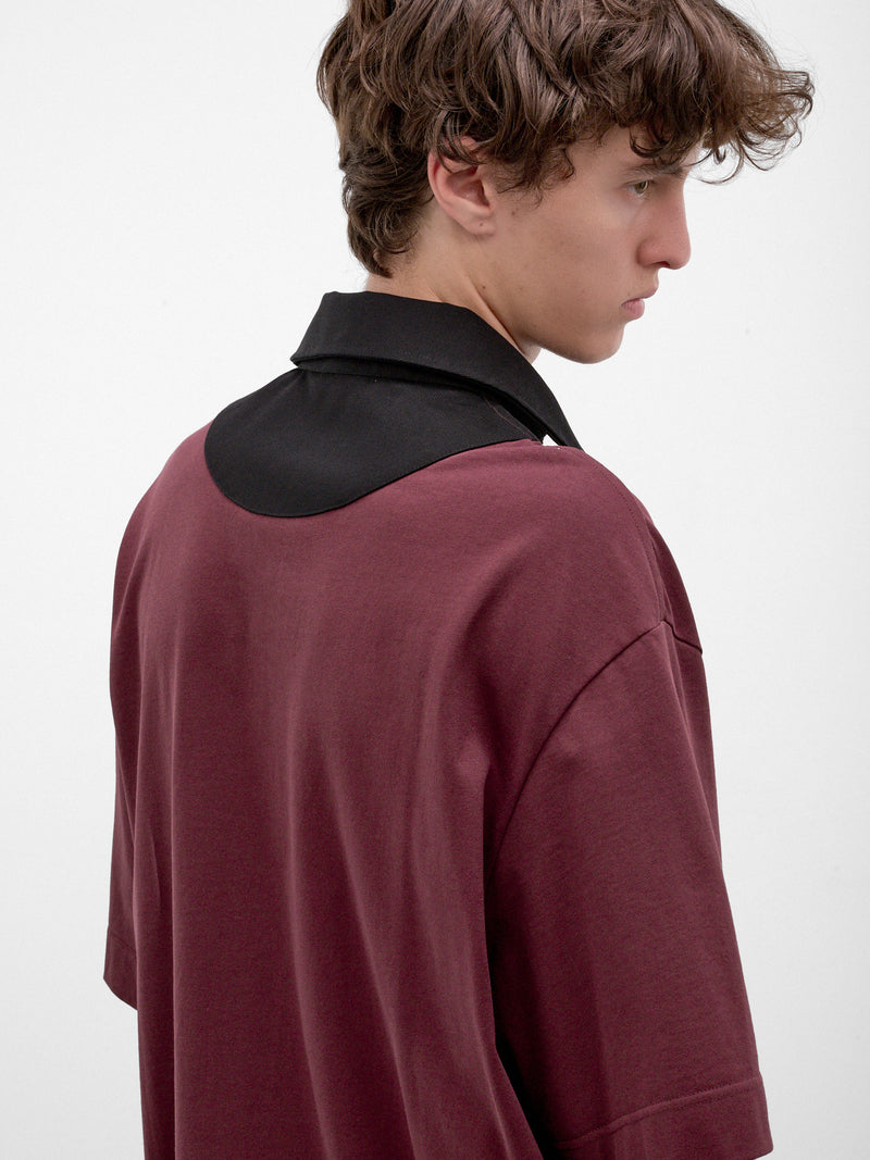 Burgundy Lace-Up Rugby Polo (5472-0562-BURGUNDY-BLACK)