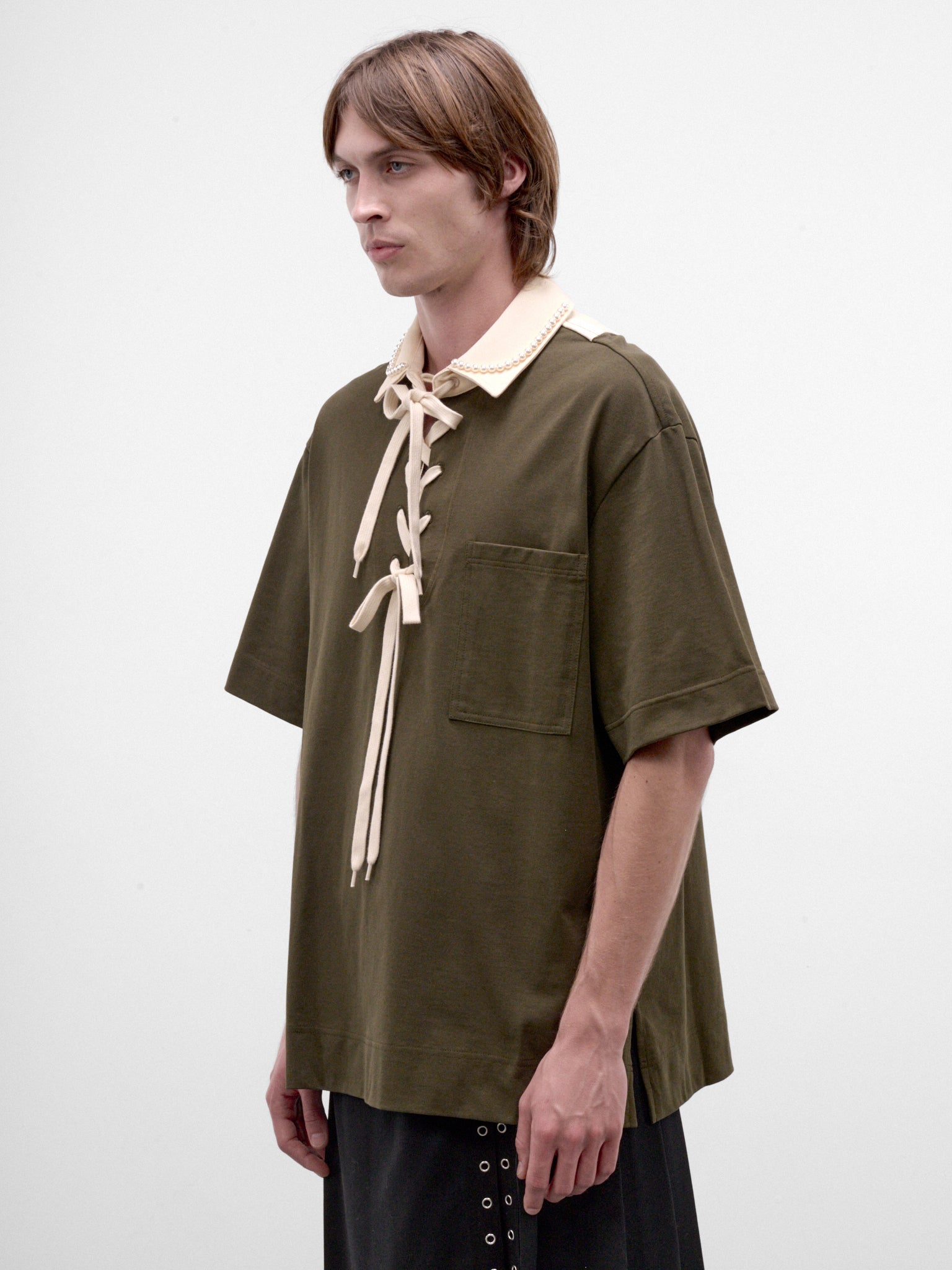 Khaki Cotton Rugby Polo (5472B-0562-KHAKI-ECRU-WHITE-PE)