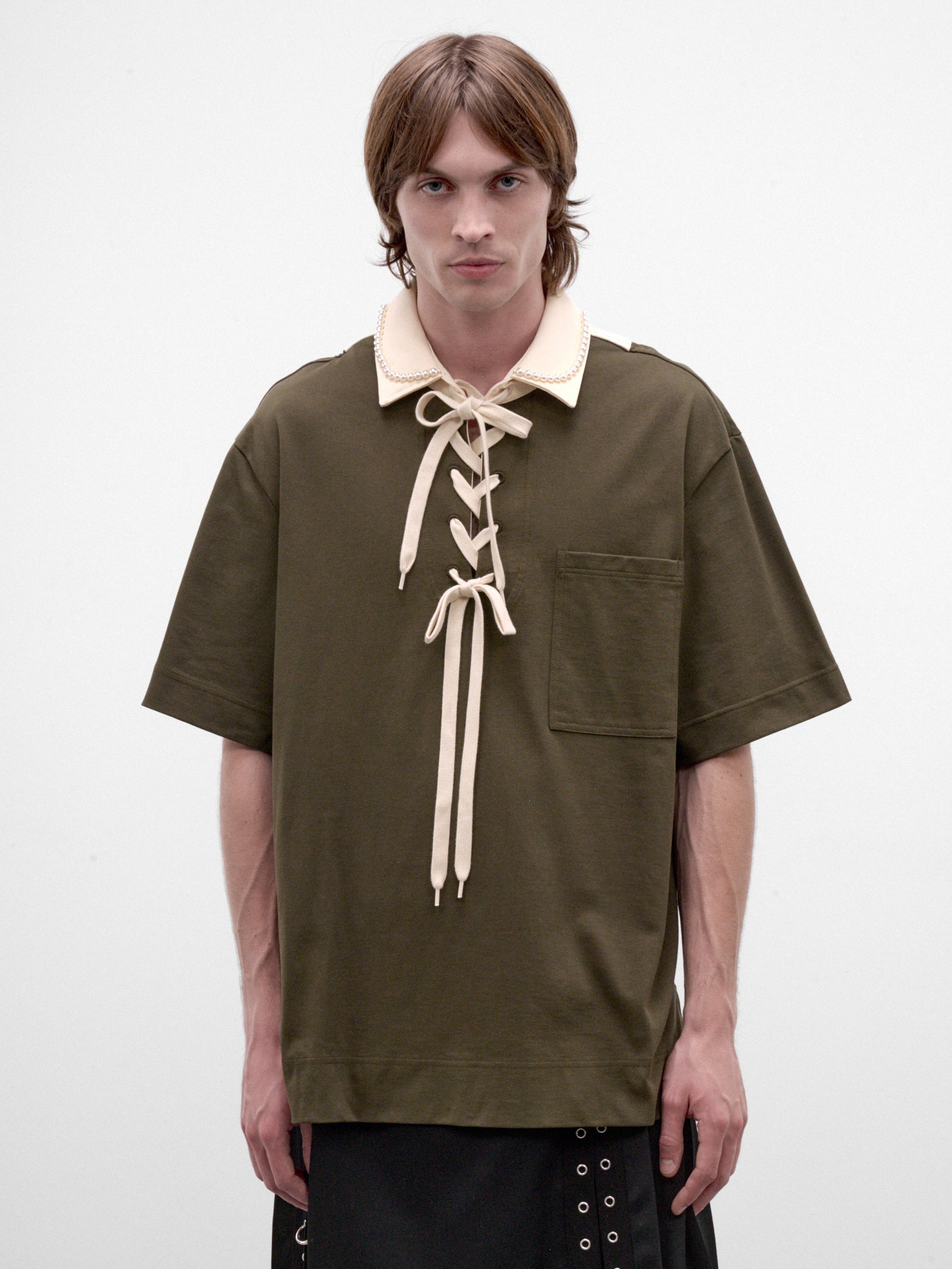 Khaki Cotton Rugby Polo (5472B-0562-KHAKI-ECRU-WHITE-PE)