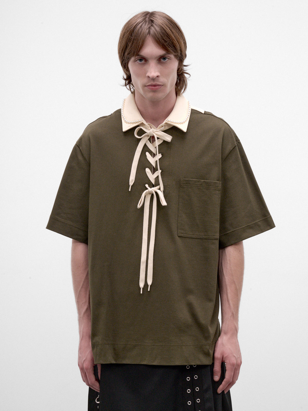 Khaki Cotton Rugby Polo (5472B-0562-KHAKI-ECRU-WHITE-PE)